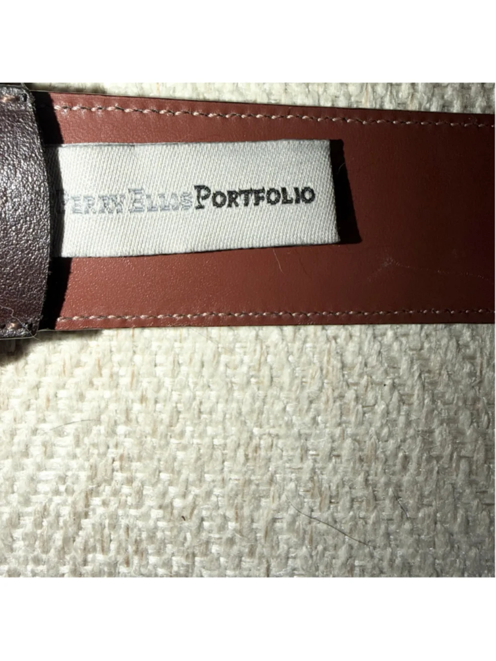 EUC Men’s Size 36 Perry Ellis Portfolio Genuine Cowhide Dk Brown Dress Belt